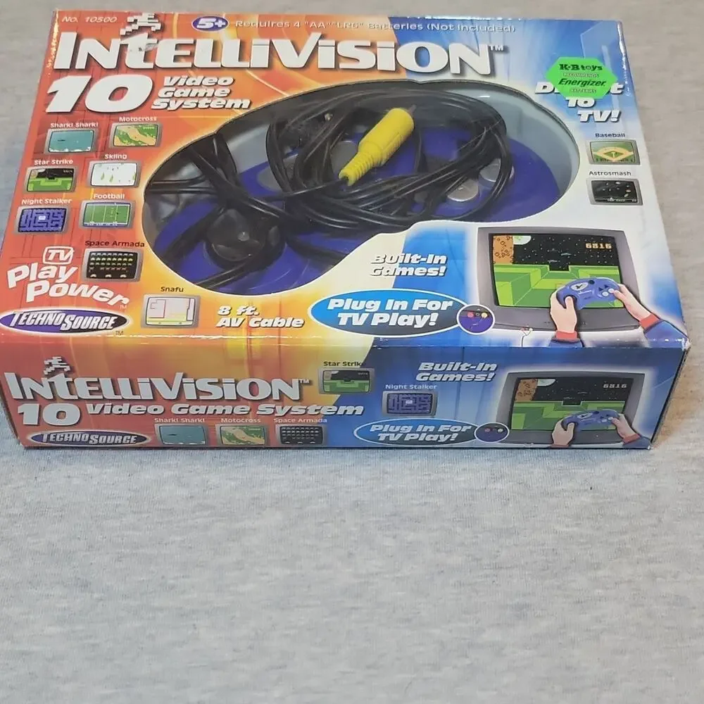 Techno Source Intellivision 10 Games Direct to TV Video Game System 10500, Box